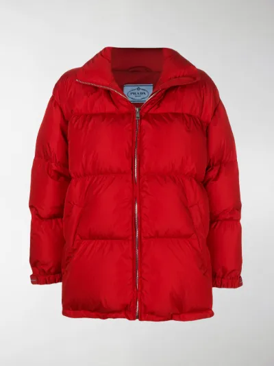 prada red puffer jacket