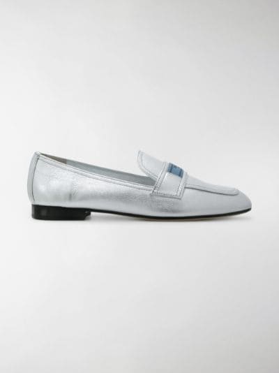 prada silver loafers