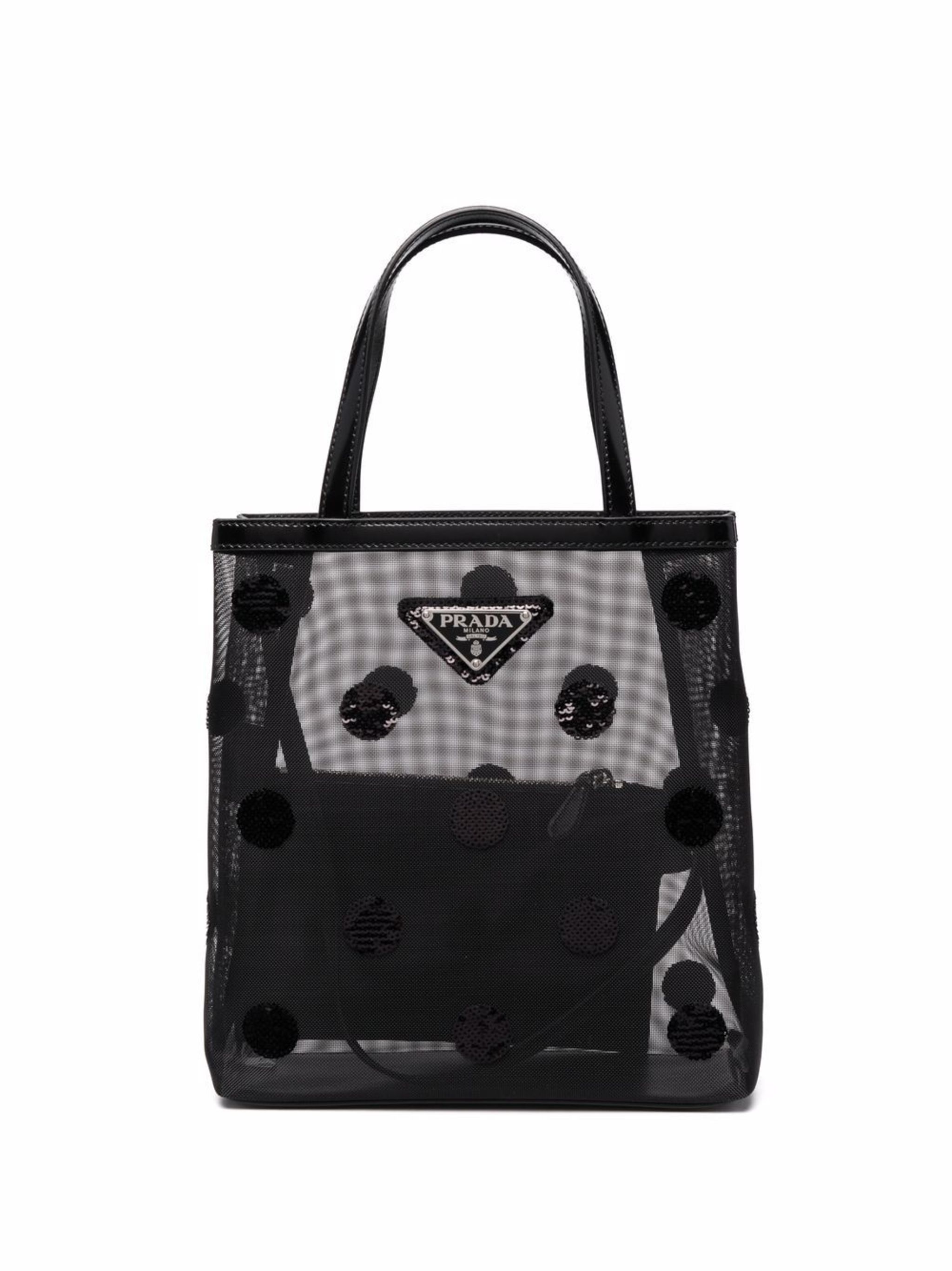 Prada small polka-dot mesh tote bag | Eraldo.com FR