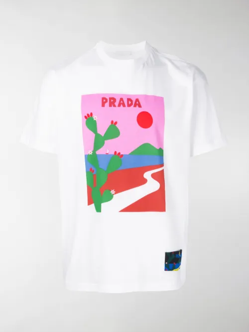 Prada - T-shirt con stampa cactus