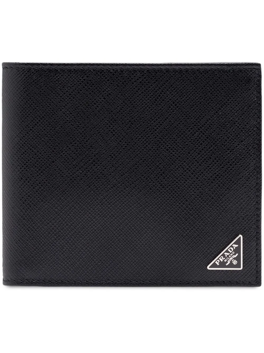 Prada black nylon shop triangle logo bifold ID card wallet