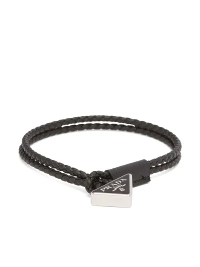 Prada triangle logo braided leather bracelet Eraldo NL