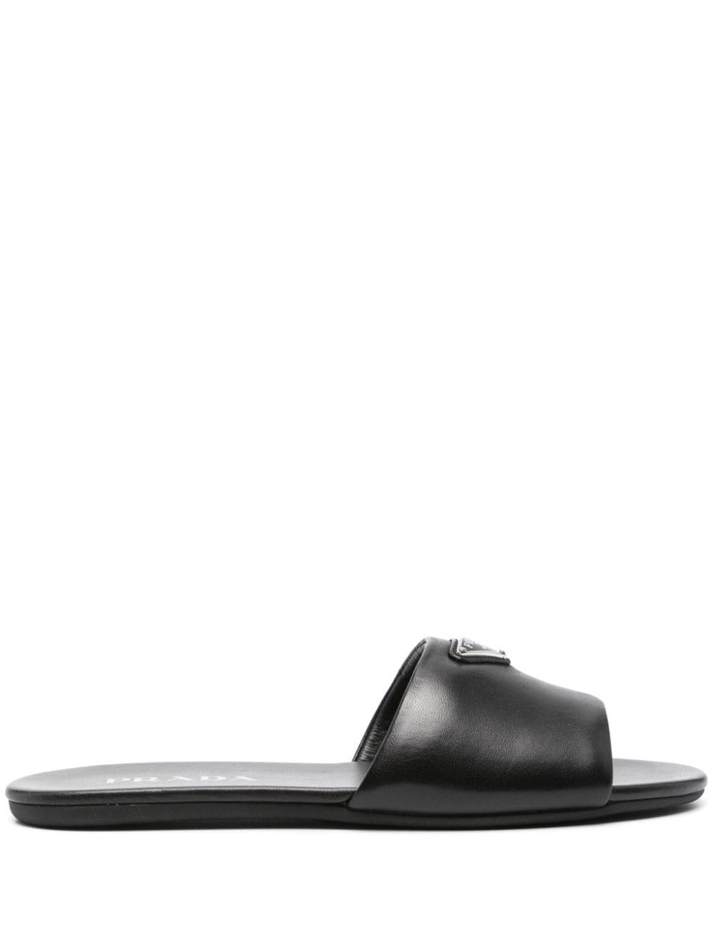 Prada triangle logo leather slides Eraldo UK