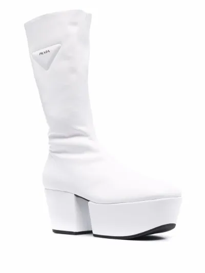 white gogo platform boots