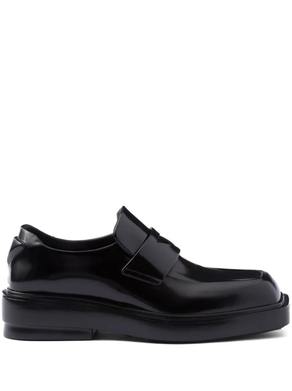 PRADA square toe velcro leather shoes