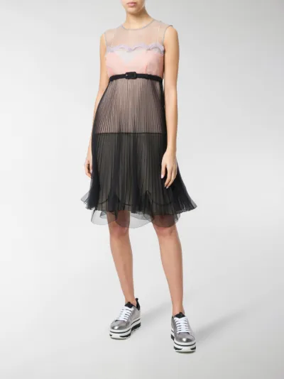 Corto Prada Vestito Colore Plissettato Di Nero sQtdhrC