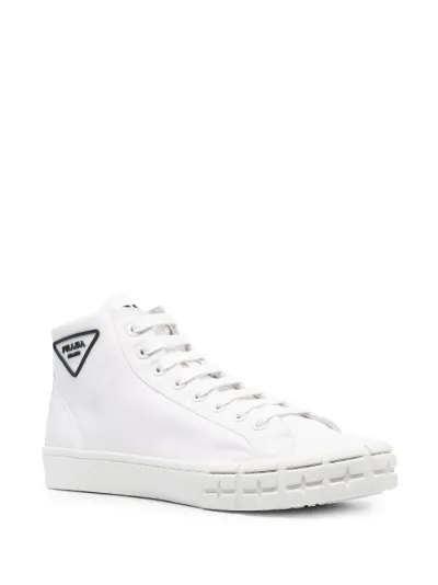 Prada Wheel Cassetta high-top sneakers white | MODES