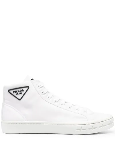 Prada Wheel Cassetta high-top sneakers white | MODES