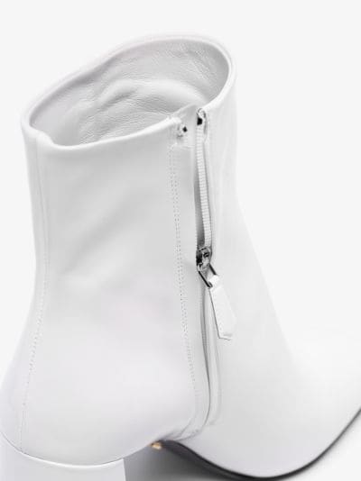 Prada white 85 patent leather ankle 