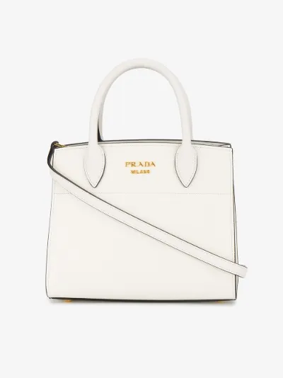 Prada White Bibliotheque Mini Tote Bag Browns Prada White Bibliotheque Mini Tote Bag