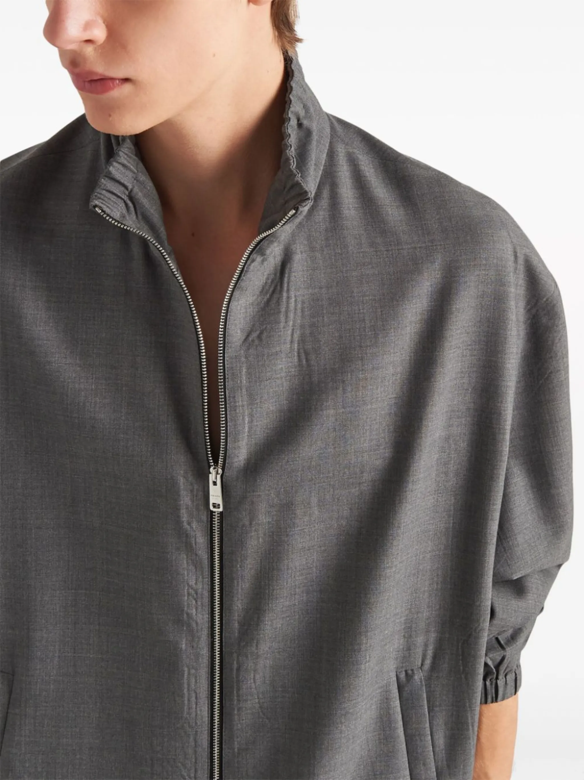 Flat collar wool blouson jacket