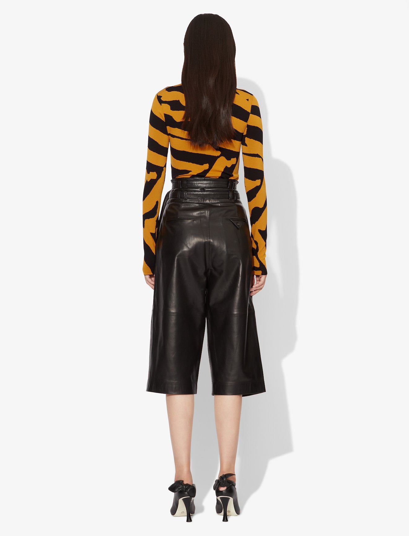 Abstract Animal Print Jacquard Long Sleeve Turtleneck Top #2