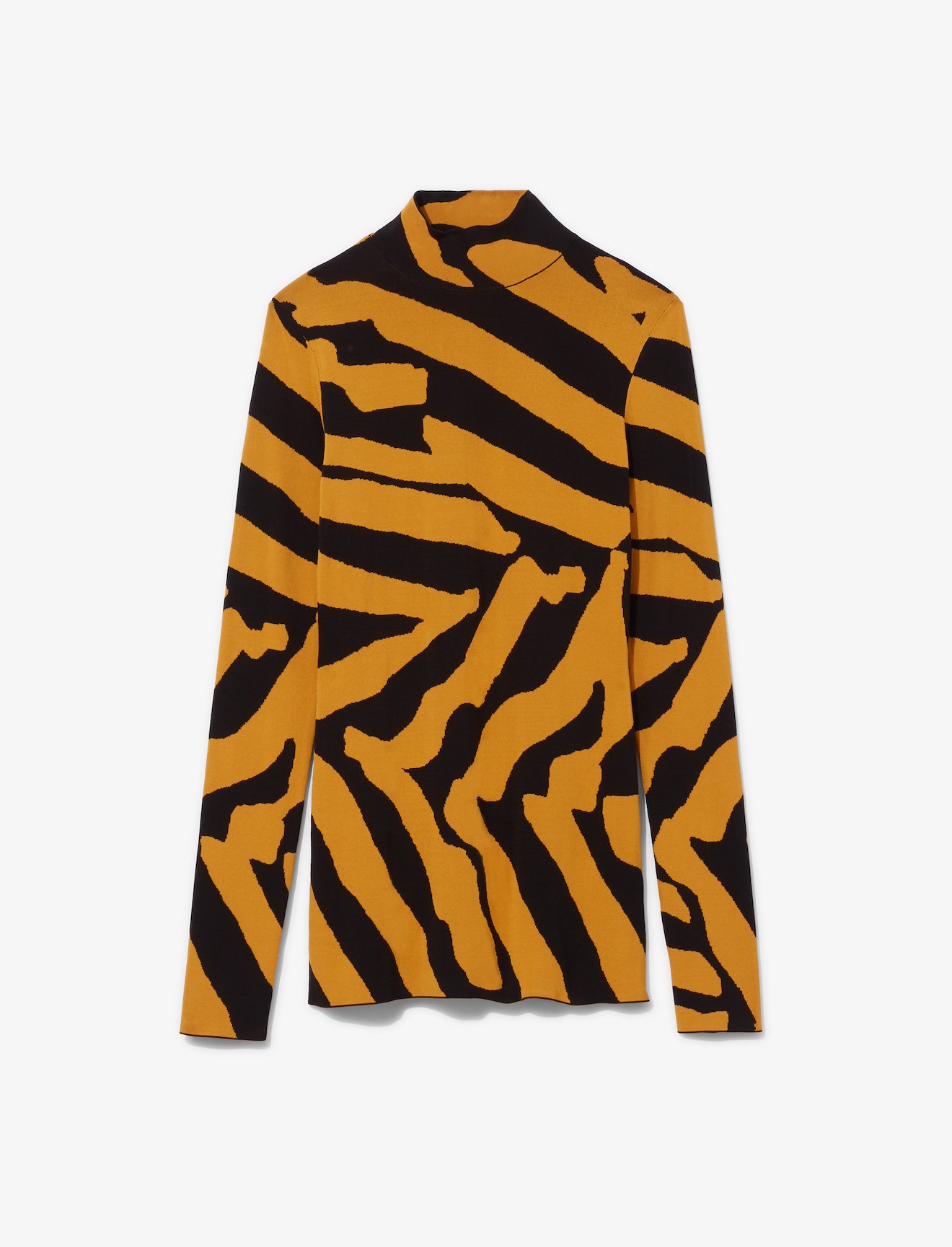 Abstract Animal Print Jacquard Long Sleeve Turtleneck Top #4