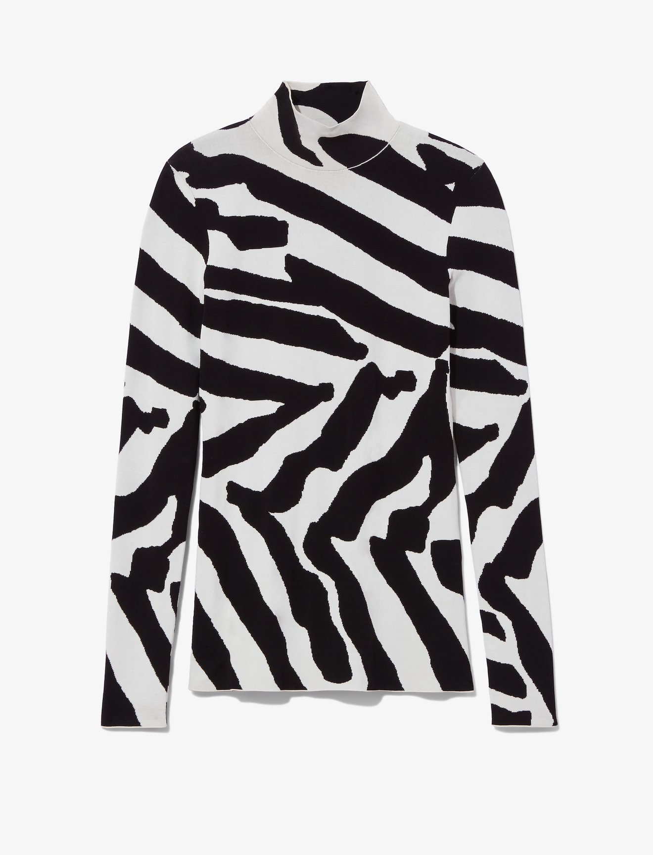 Abstract Animal Print Jacquard Long Sleeve Turtleneck Top #4