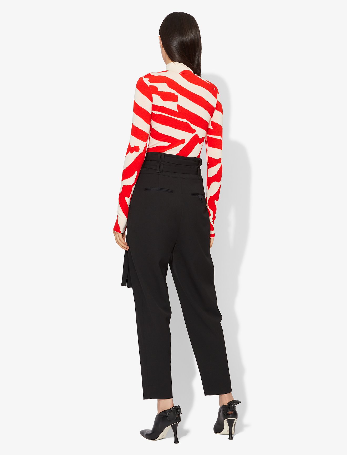Abstract Animal Print Jacquard Long Sleeve Turtleneck Top #2