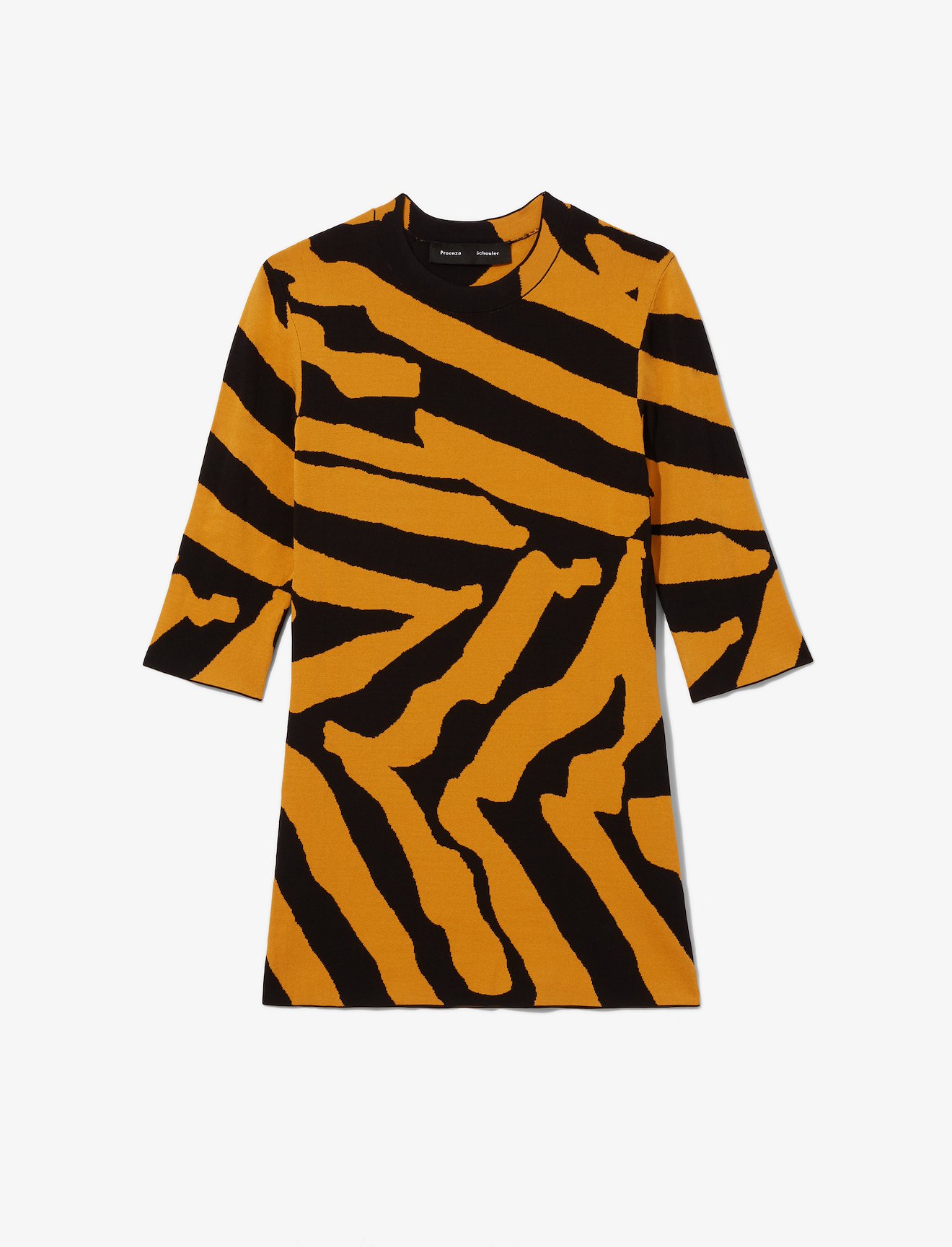 Abstract Animal Print Jacquard Short Sleeve Crewneck Top #4