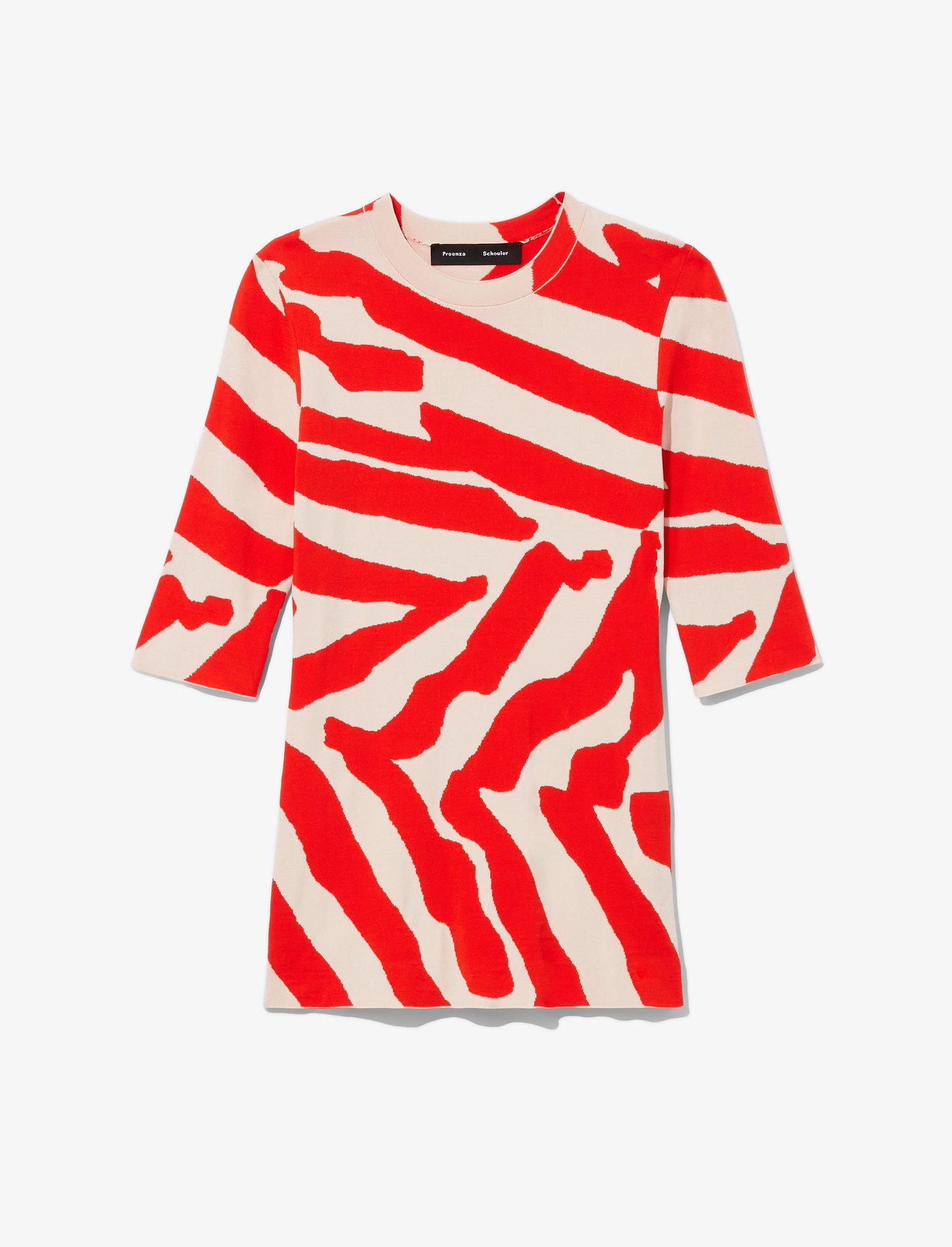Abstract Animal Print Jacquard Short Sleeve Crewneck Top #4