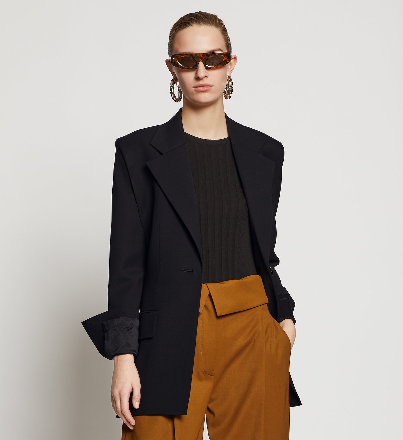 Accented Shoulder Wool Blazer