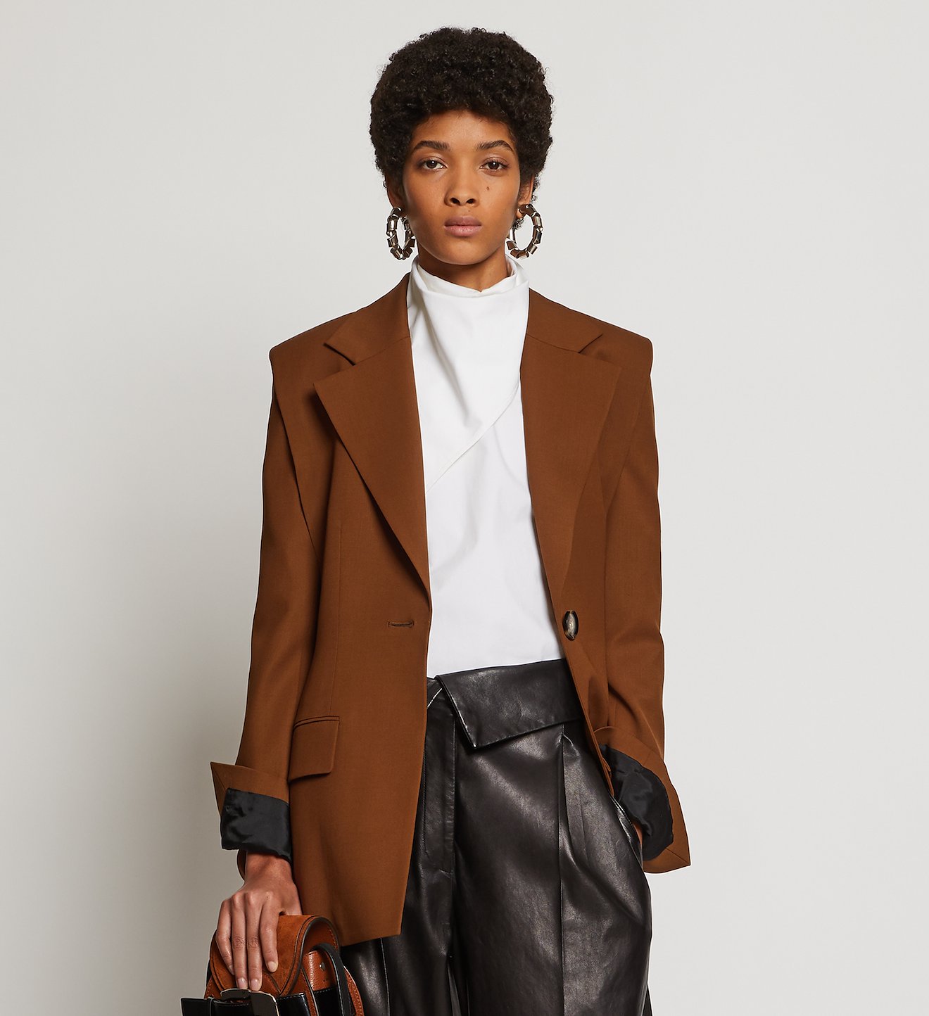 Accented Shoulder Wool Blazer
