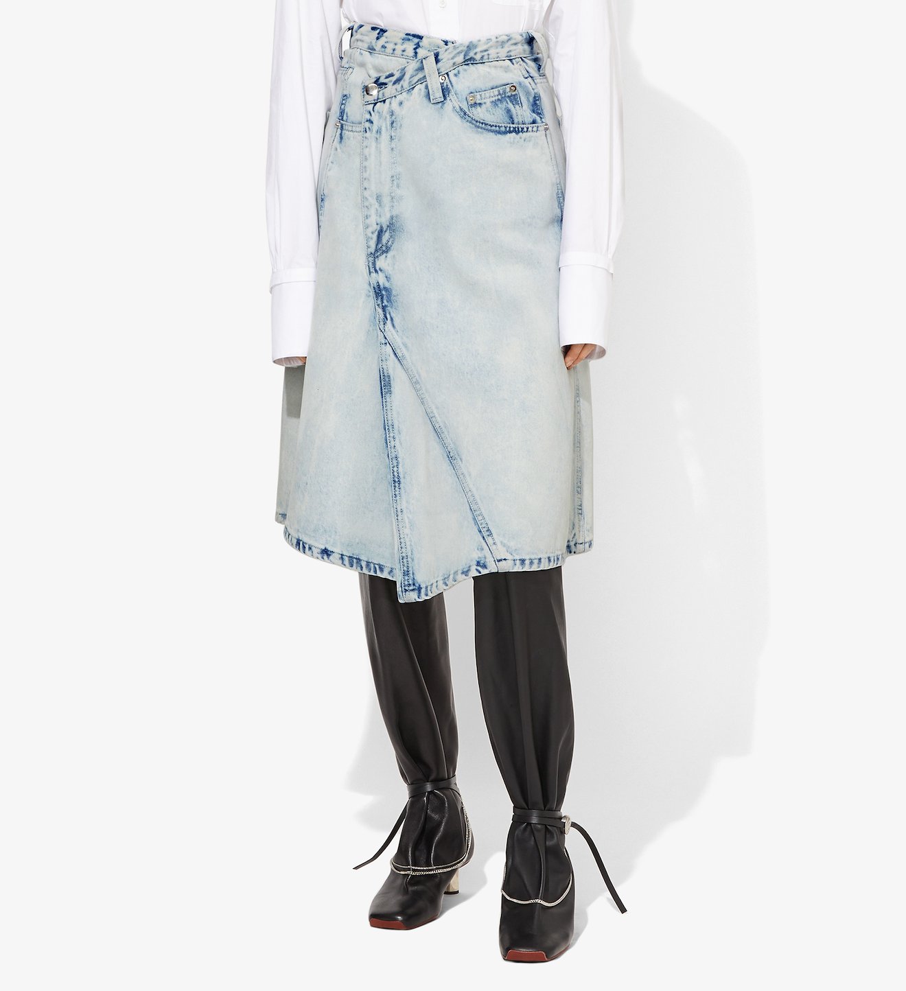 Acid Wash Asymmetric Skirt