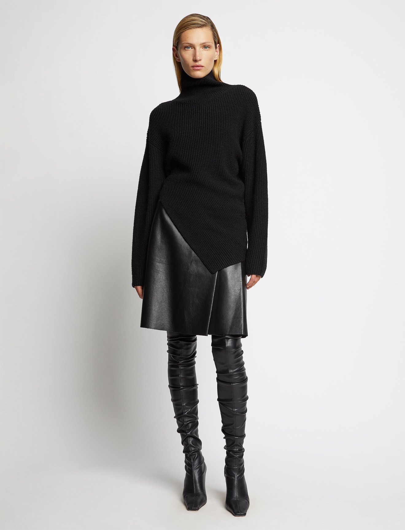 Asymmetric Merino Turtleneck Sweater #1