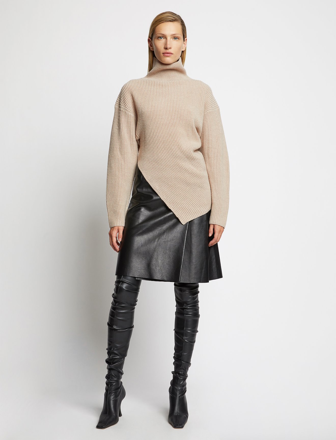 Asymmetric Merino Turtleneck Sweater #1