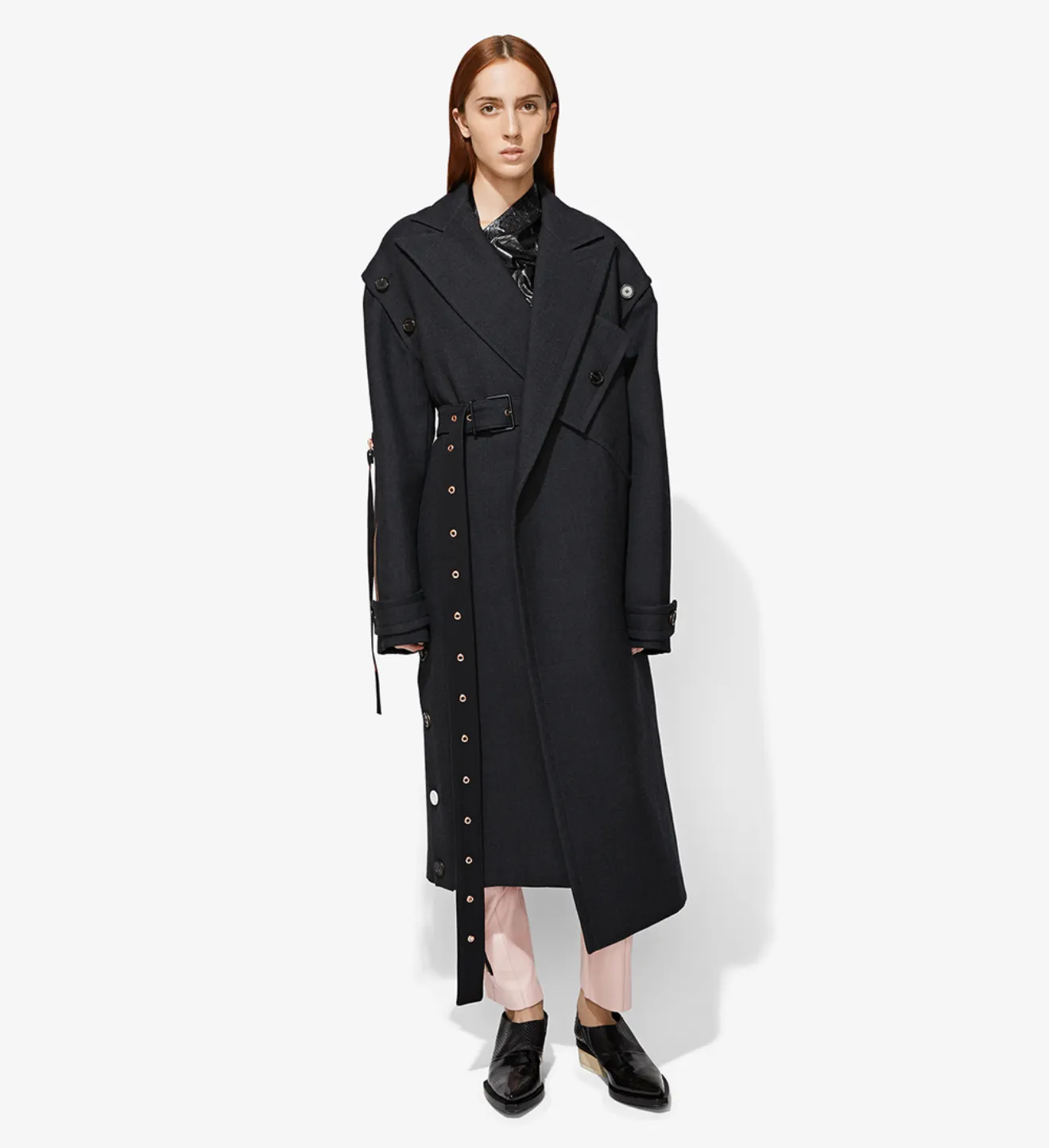 asymmetrical belted coat