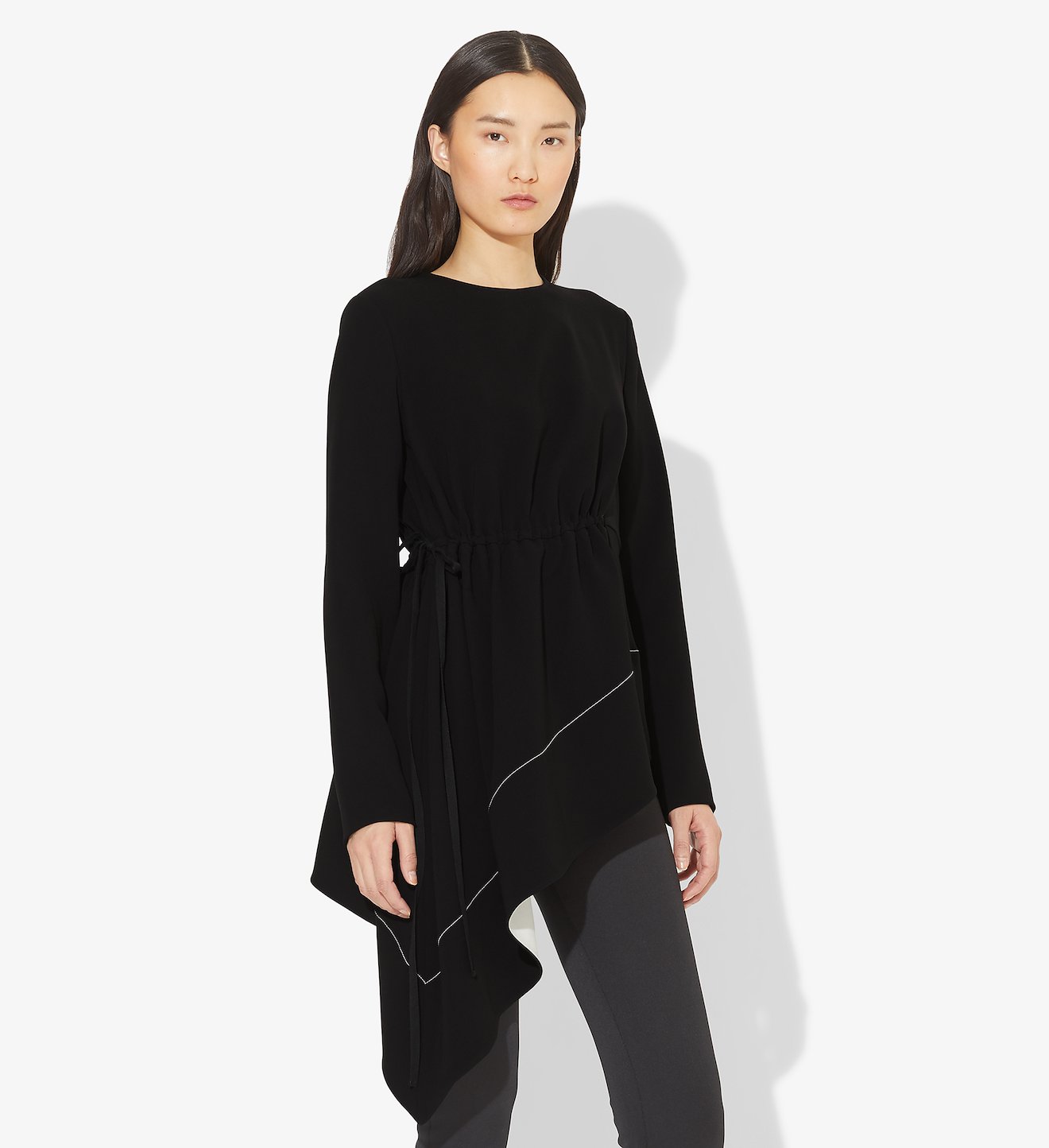 Asymmetrical Draped Long Sleeve Top