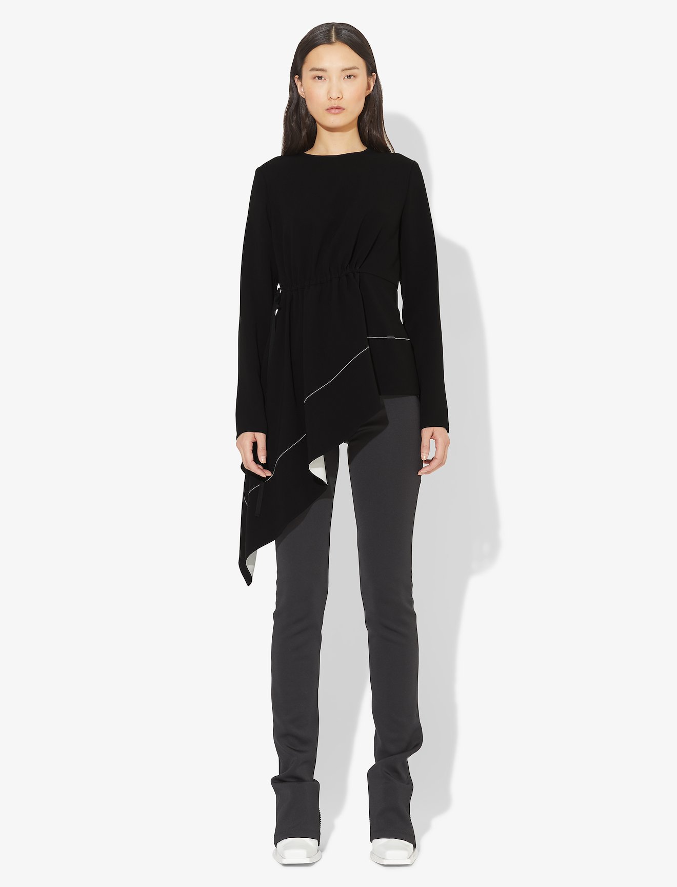 Asymmetrical Draped Long Sleeve Top #1