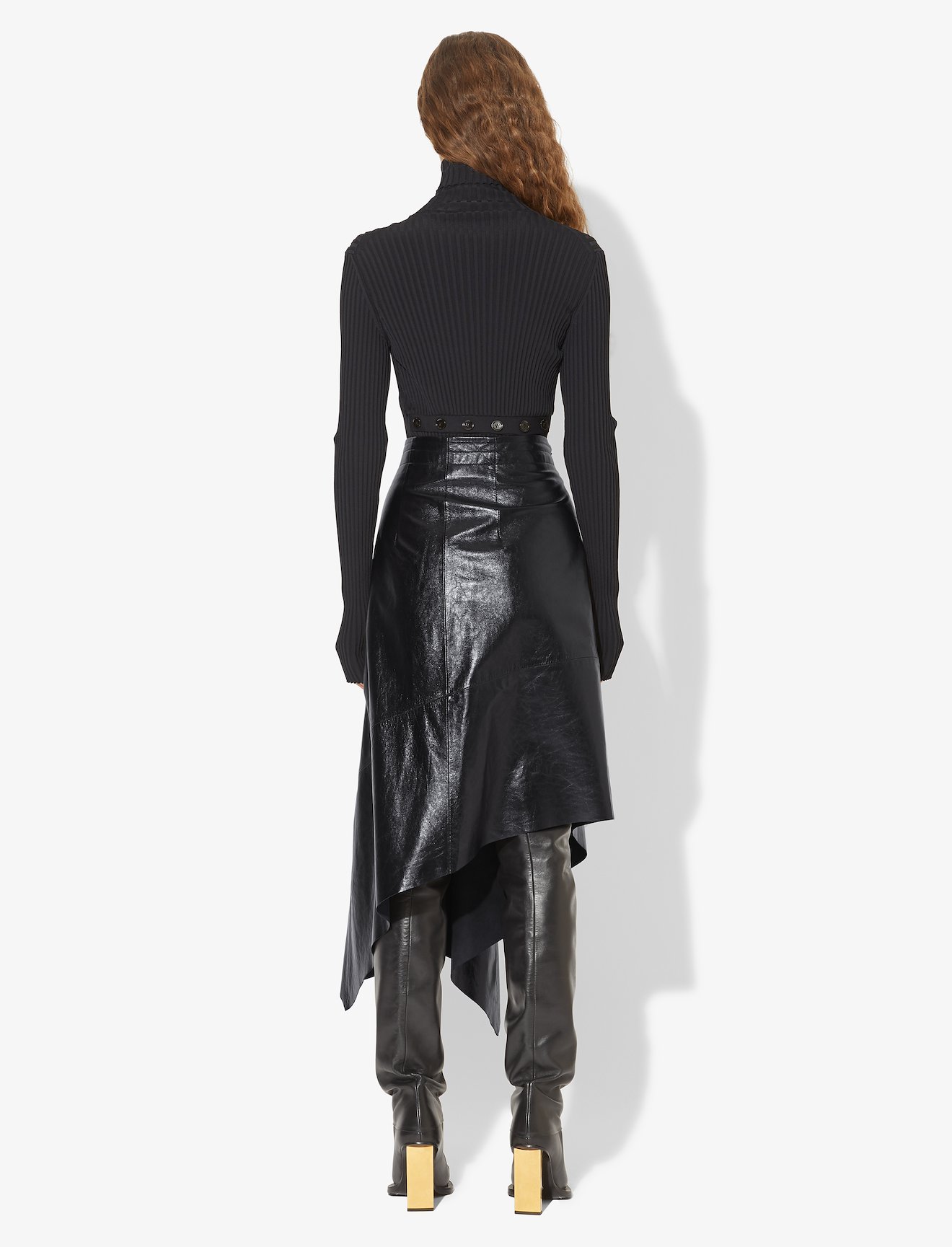 Asymmetrical Leather Mid Skirt #2