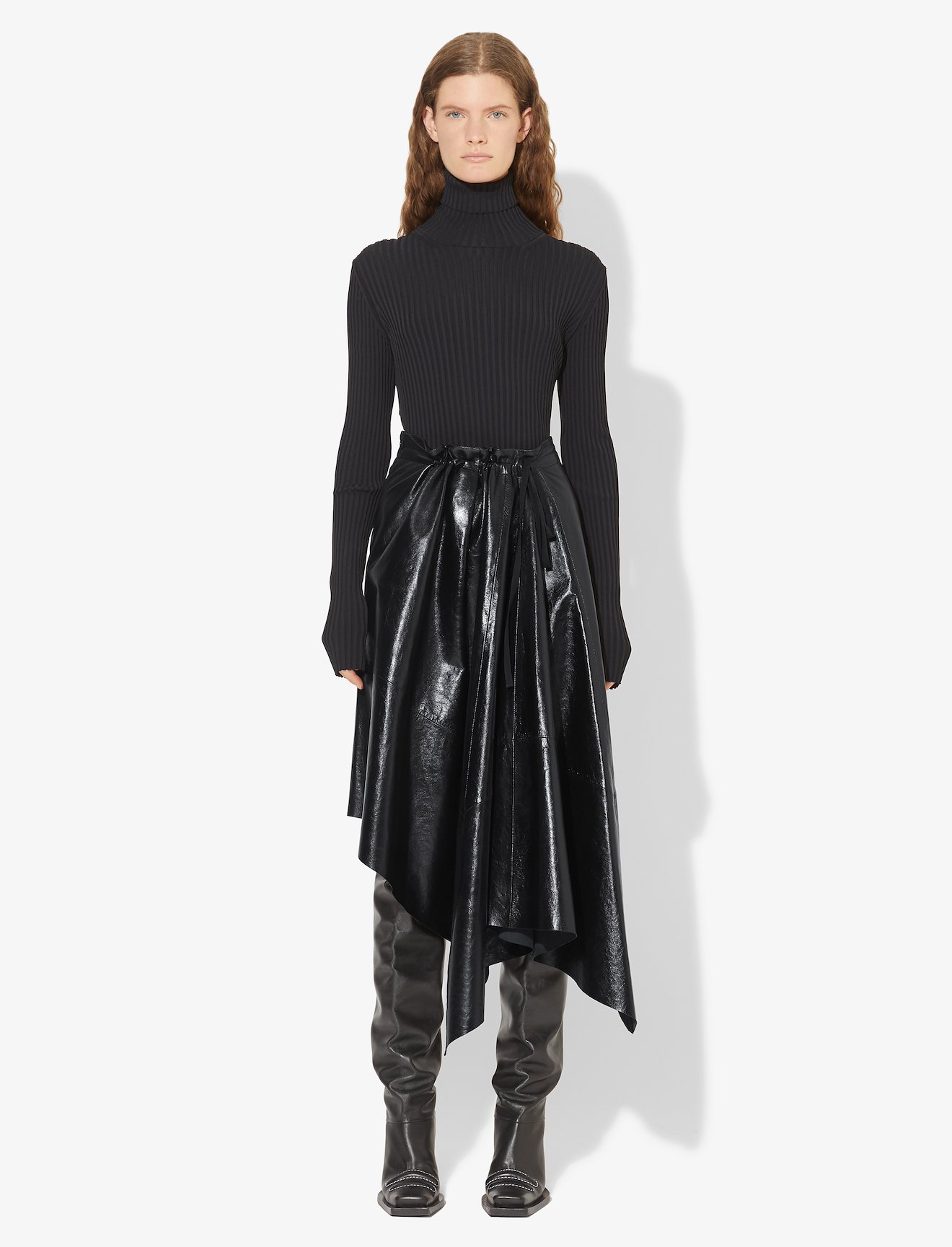 Asymmetrical Leather Mid Skirt #1