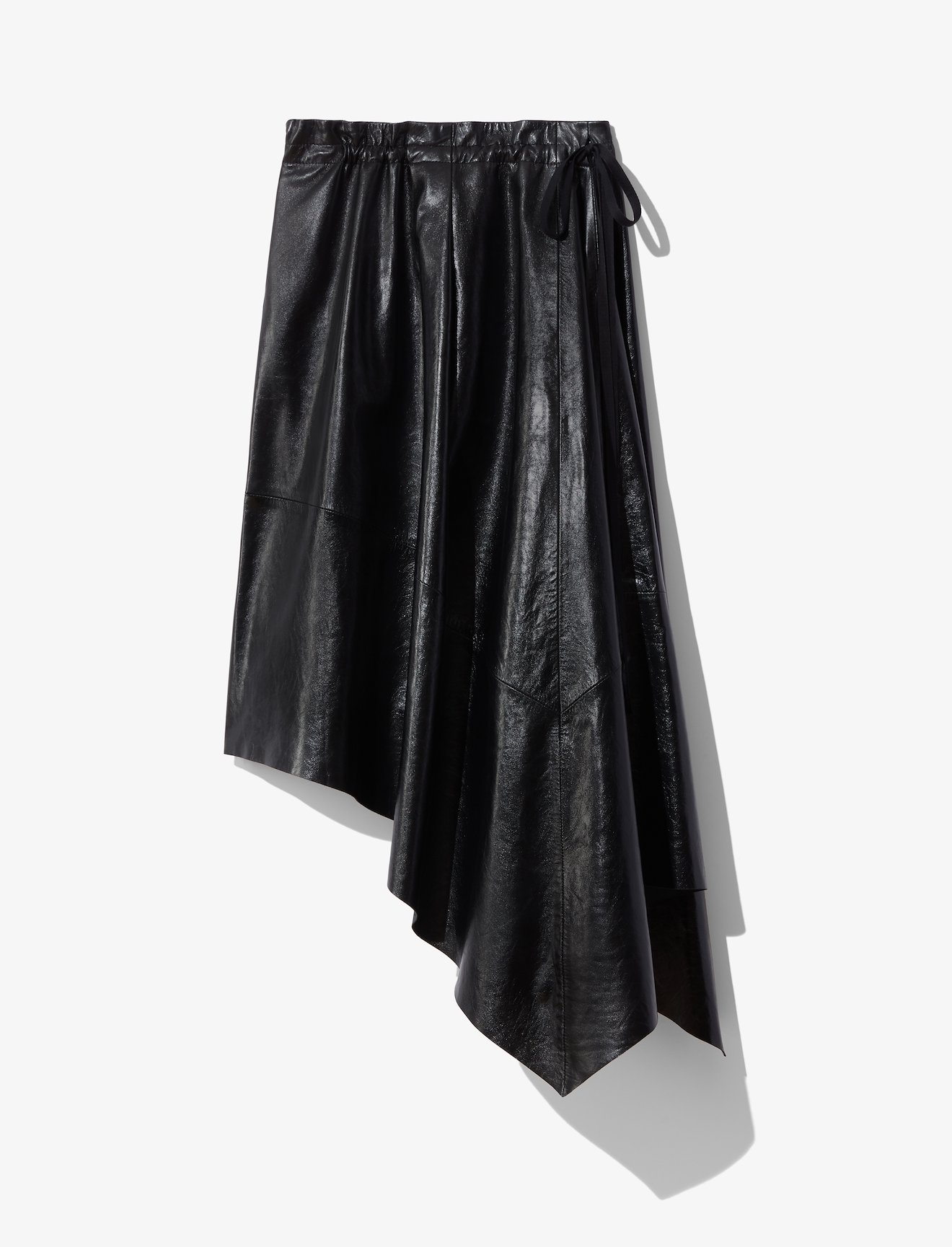 Asymmetrical Leather Mid Skirt #4