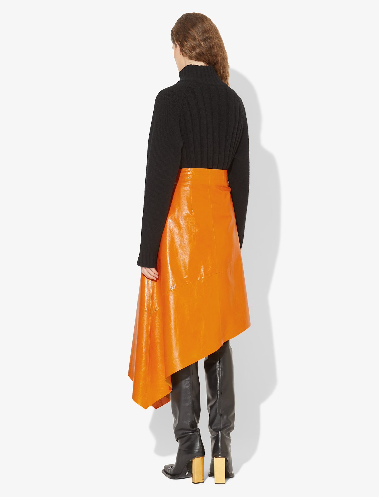 Asymmetrical Leather Mid Skirt #2