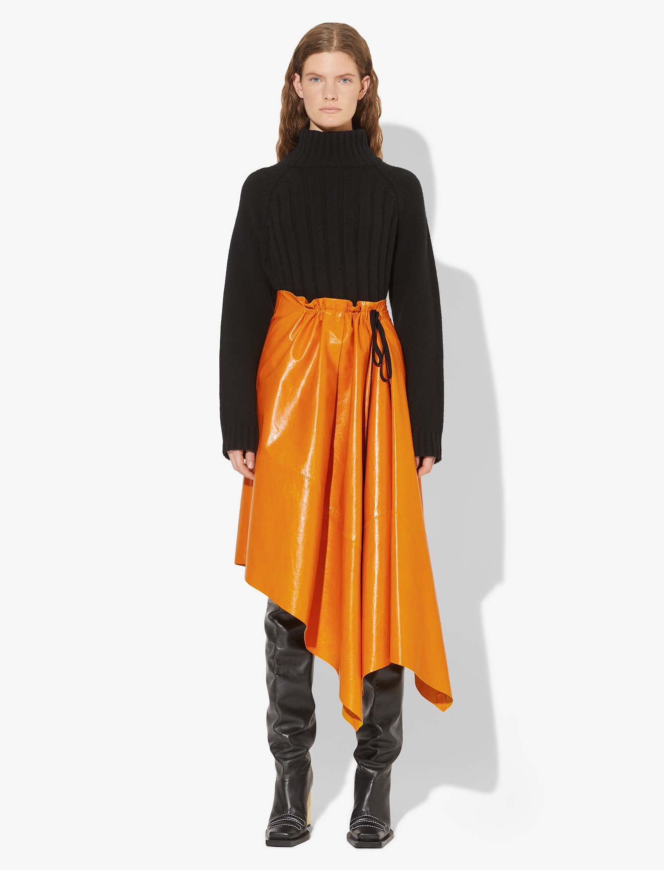 Asymmetrical Leather Mid Skirt #1