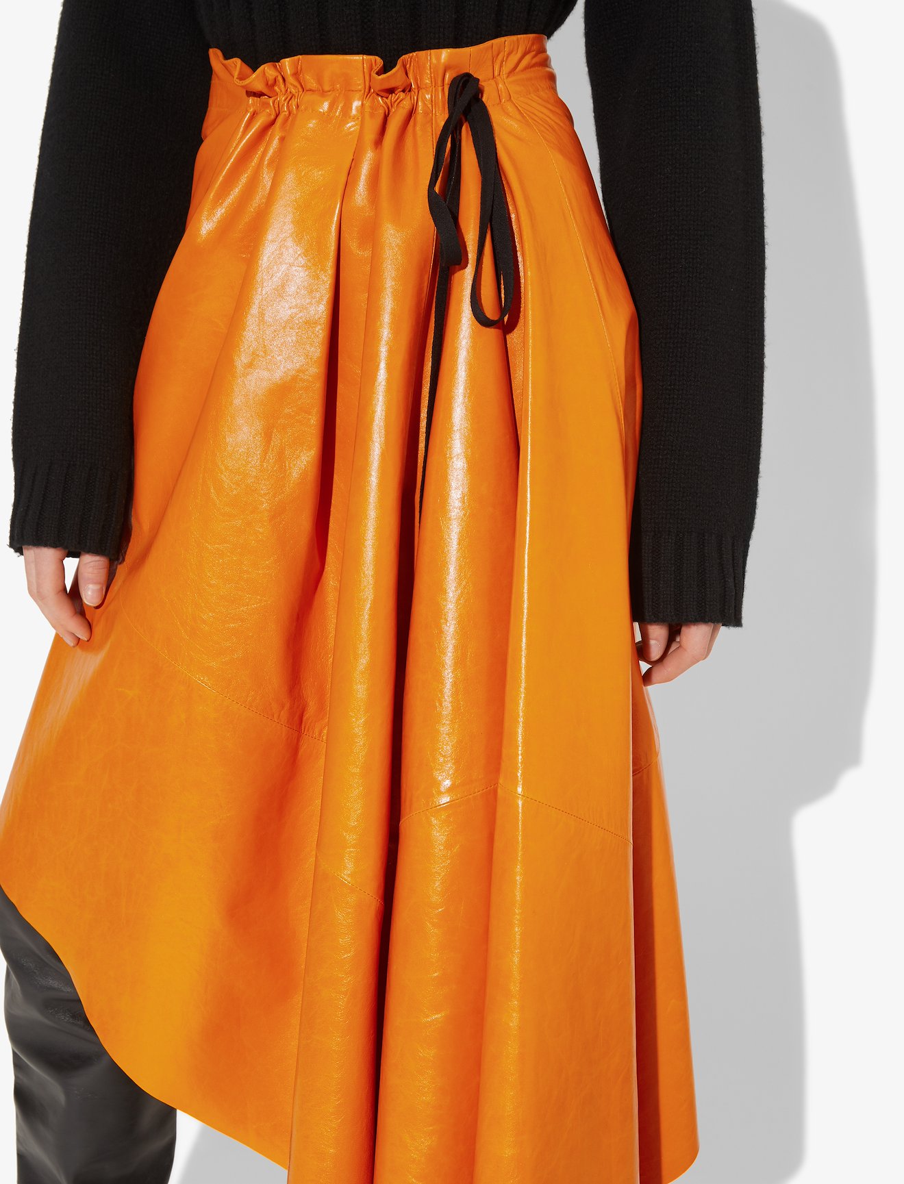 Asymmetrical Leather Mid Skirt #3