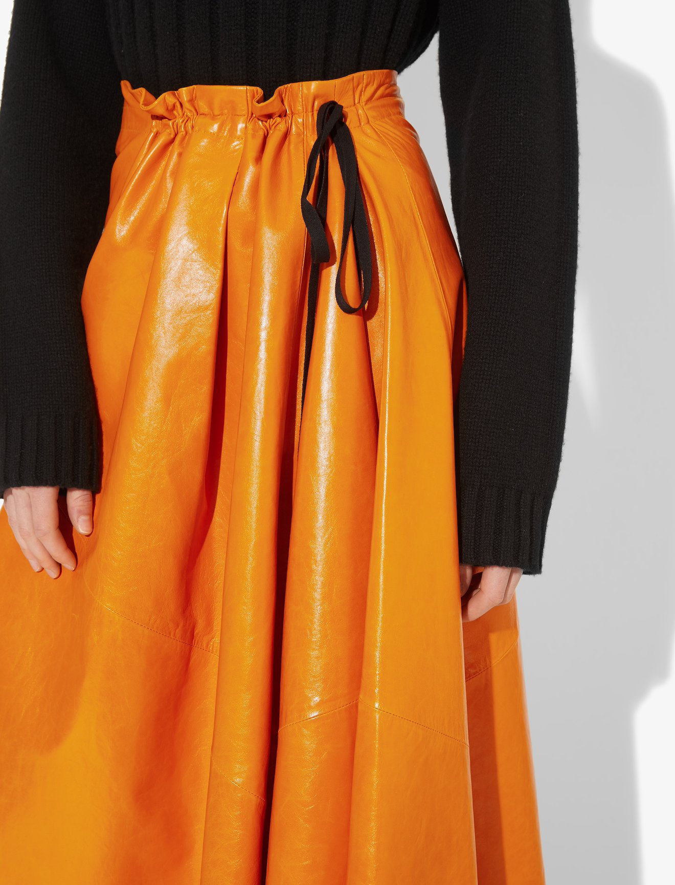 Asymmetrical Leather Mid Skirt #5
