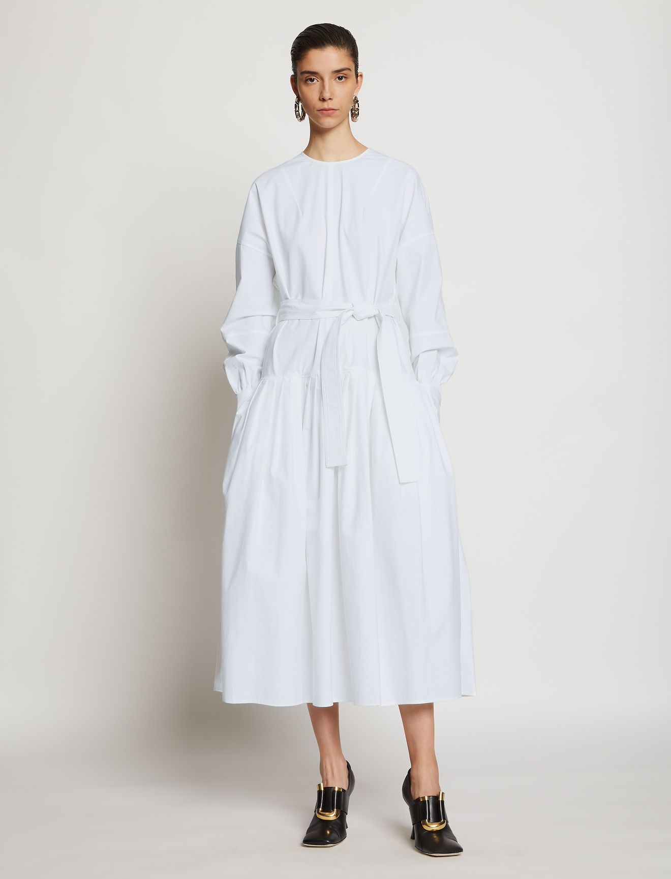 white dress with belted waist