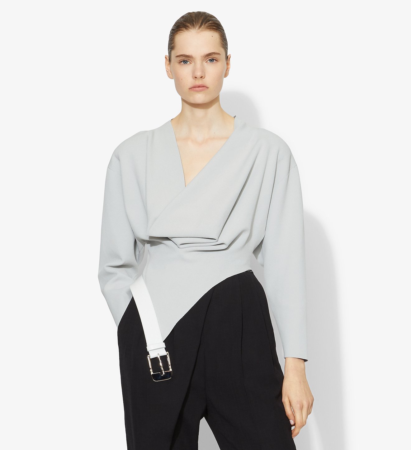 Belted Cowl Neck Top