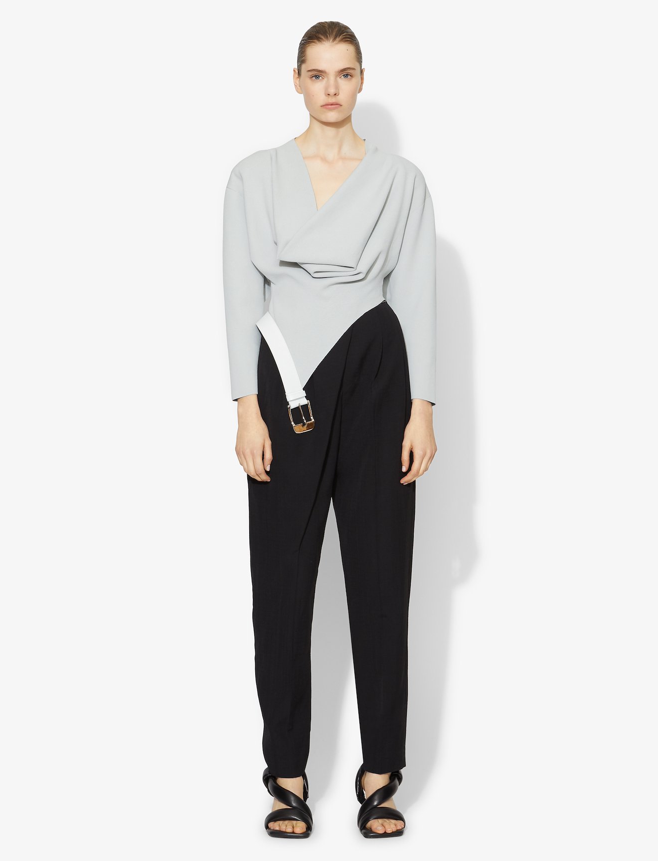 Belted Cowl Neck Top #1