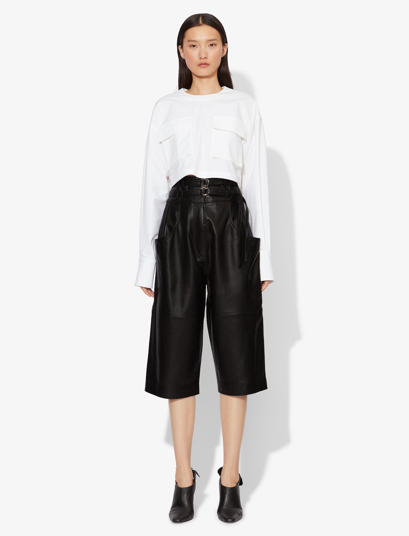Belted Leather Shorts #1