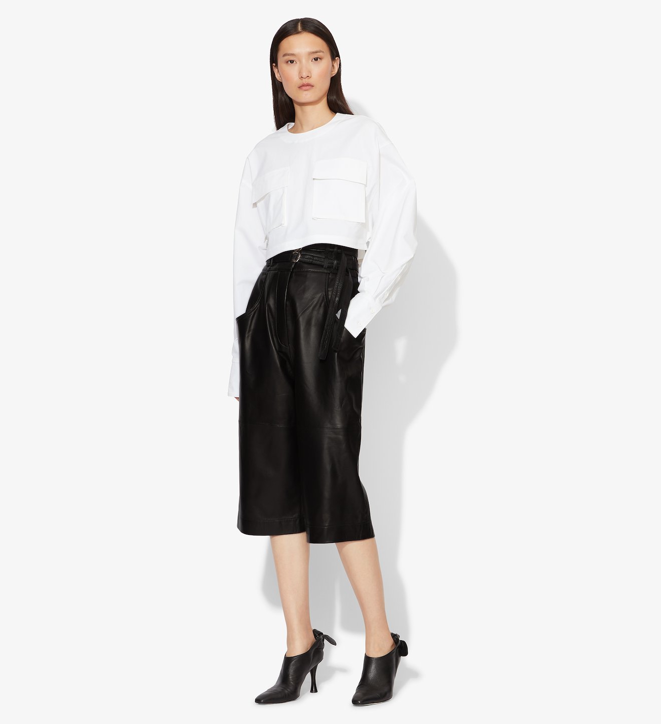 Belted Leather Shorts