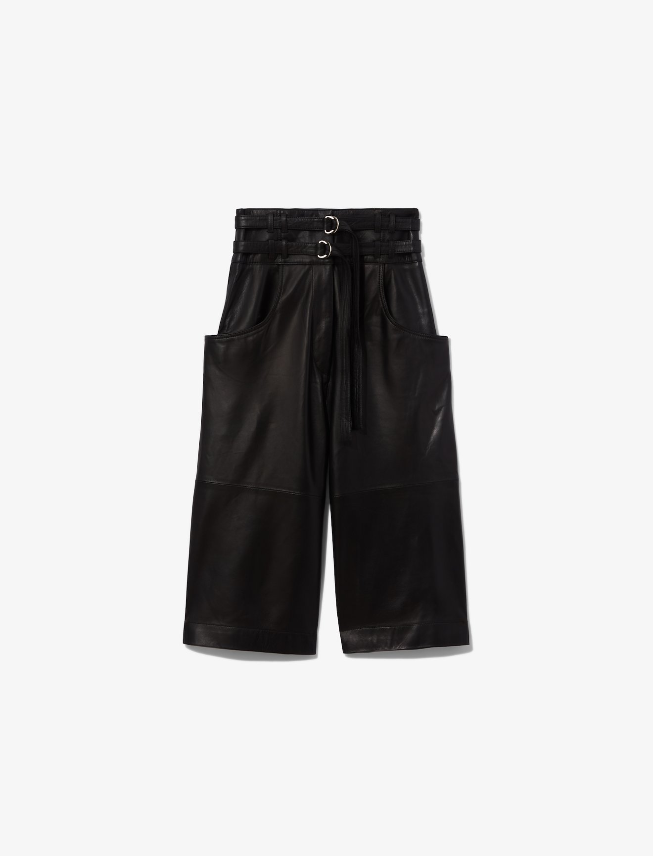 Belted Leather Shorts #4