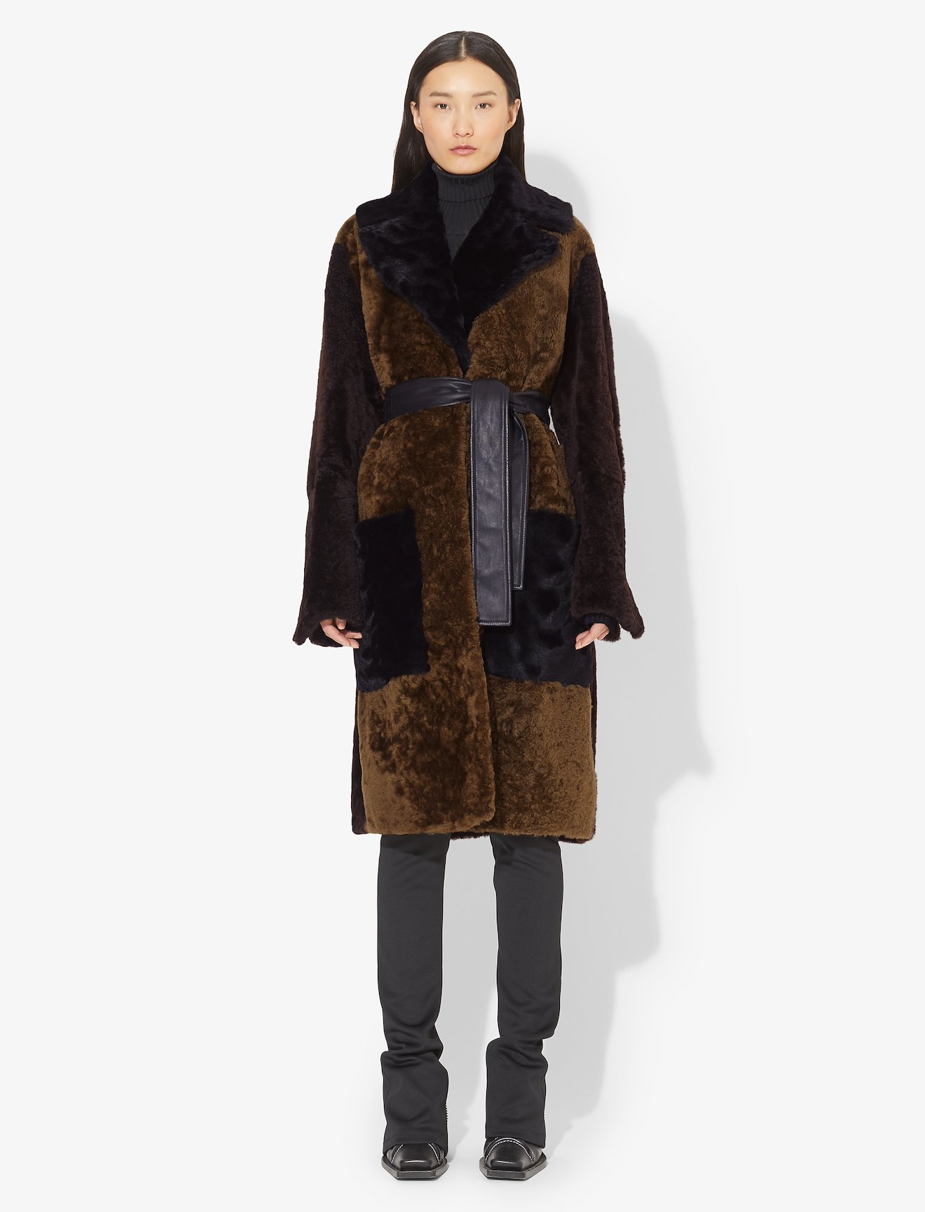Belted Shearling Coat #5