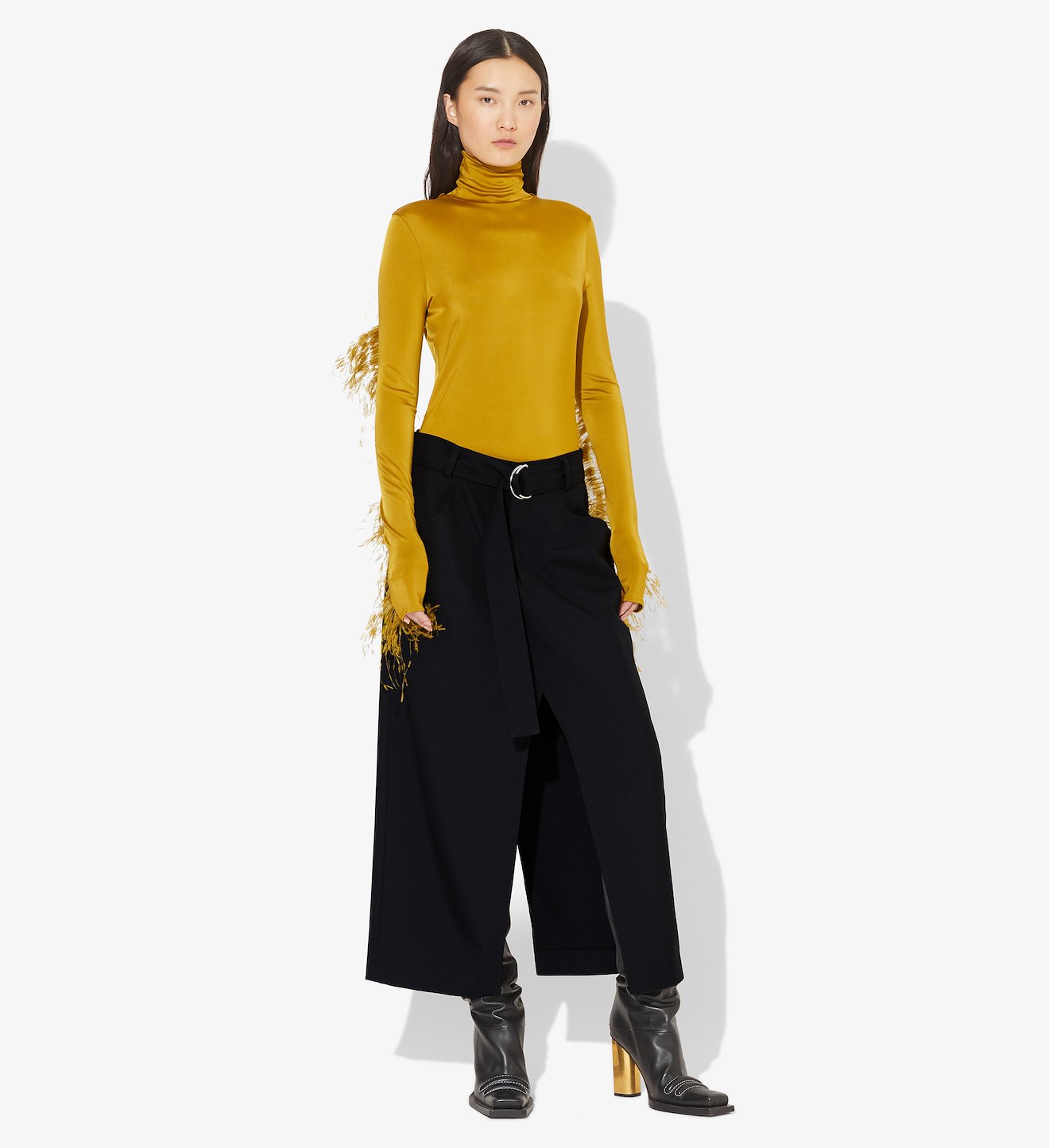 Belted Split Skirt