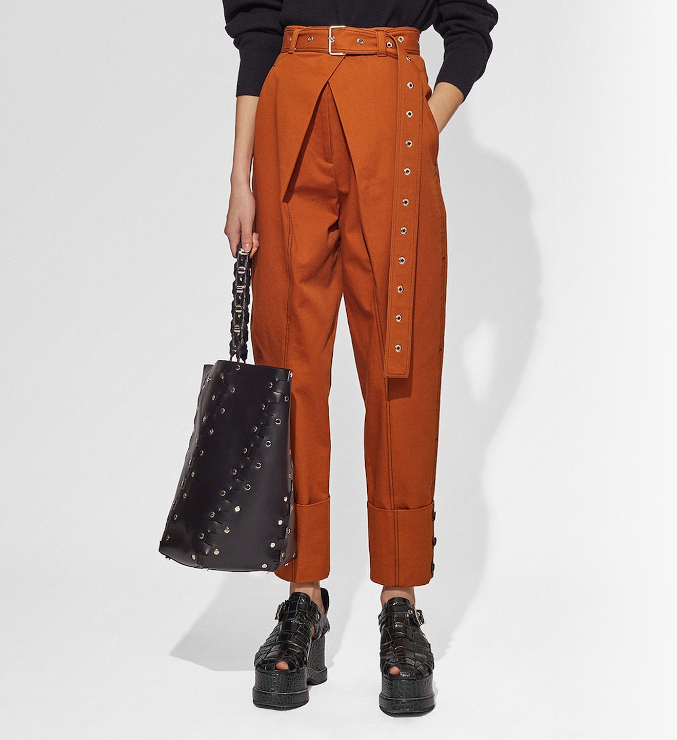 Belted Straight Pant with Cuff