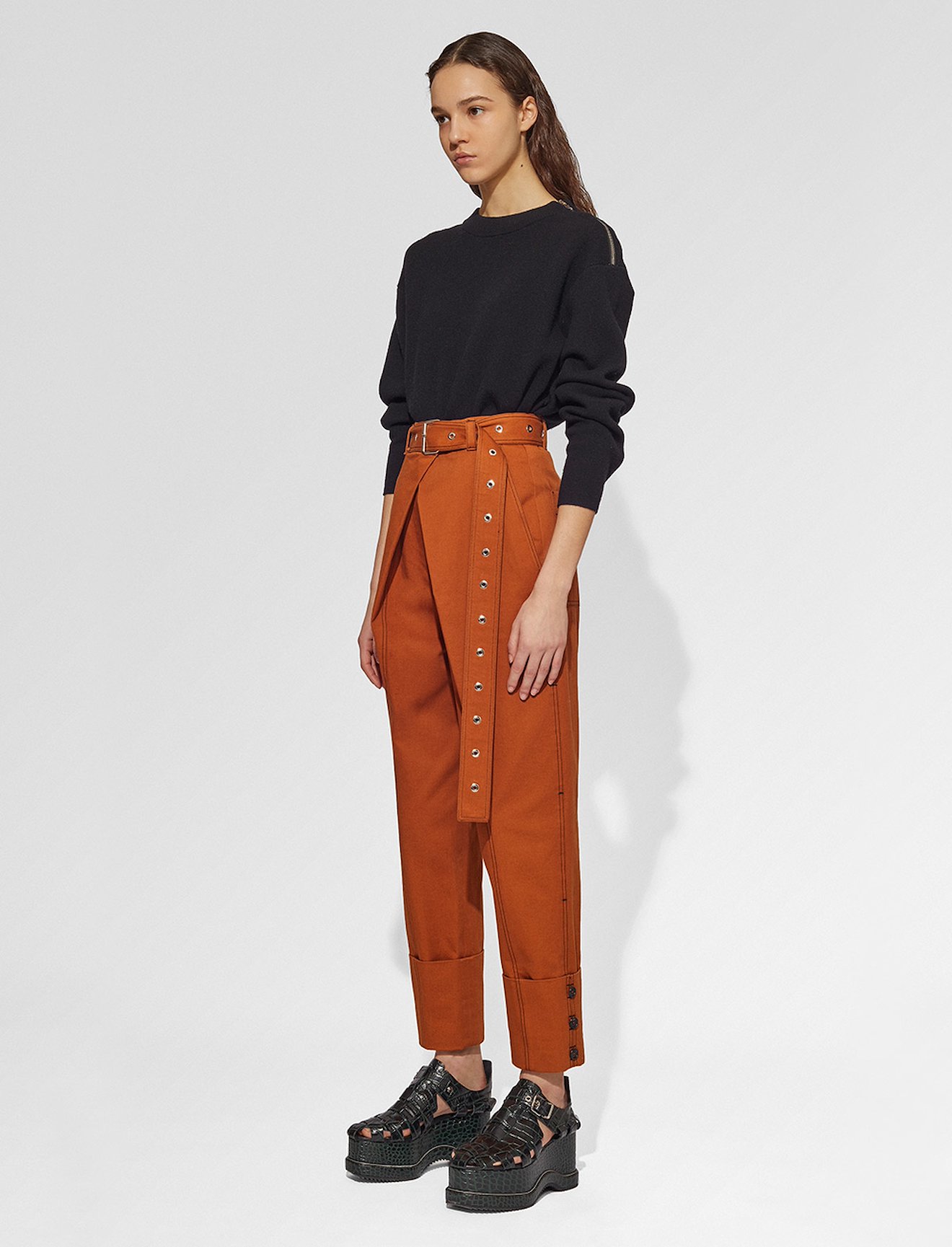 Belted Straight Pant with Cuff #2