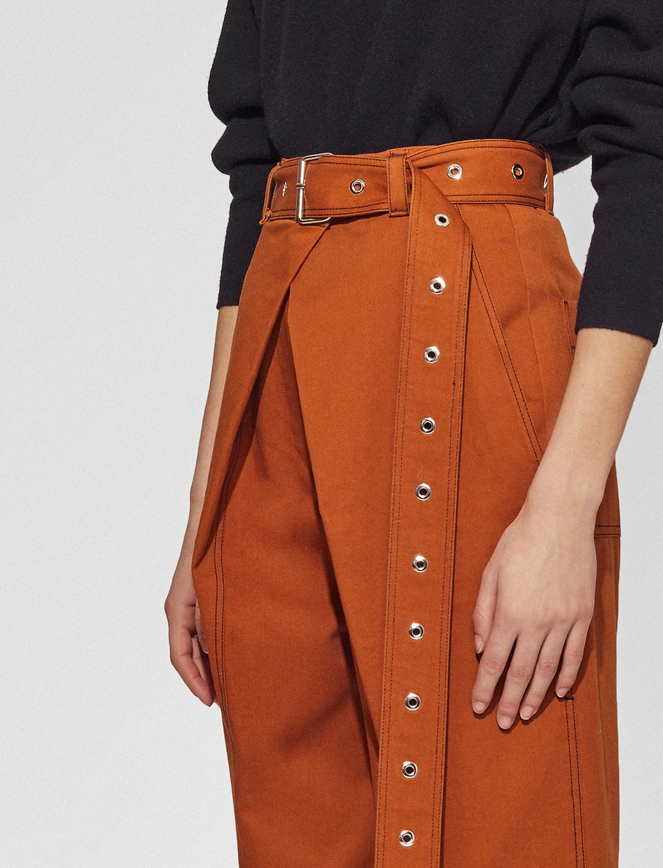 Belted Straight Pant with Cuff #4