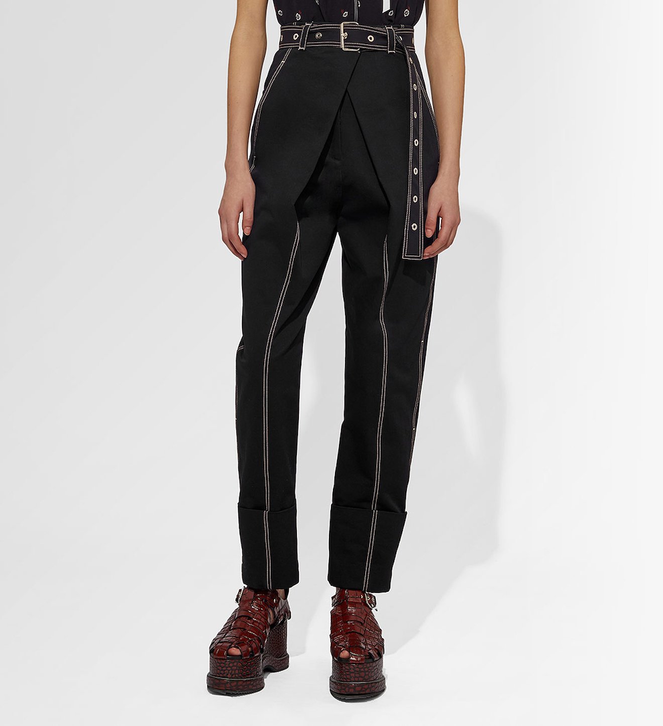 Belted Straight Pant with Cuff