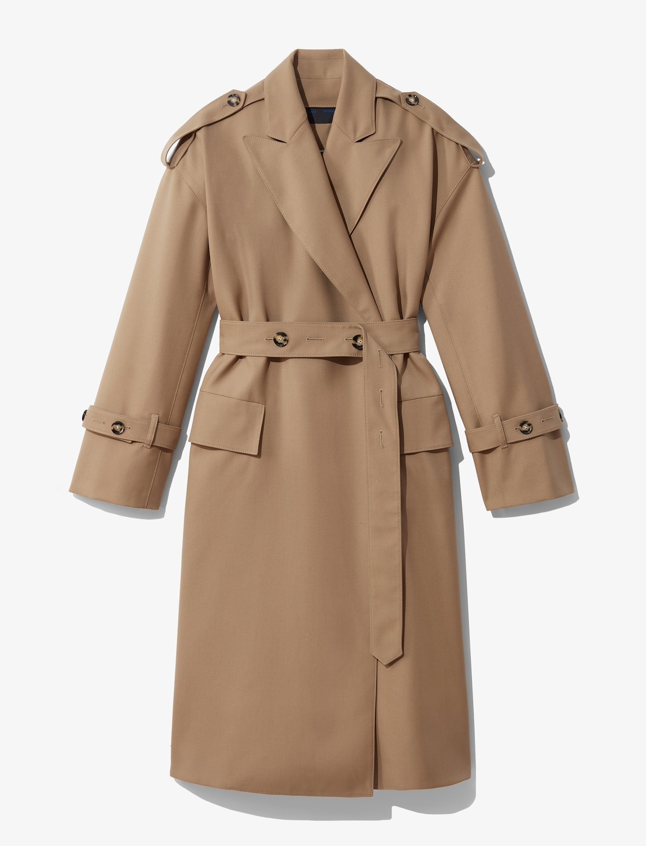 Belted Wool Twill Trench Coat #3