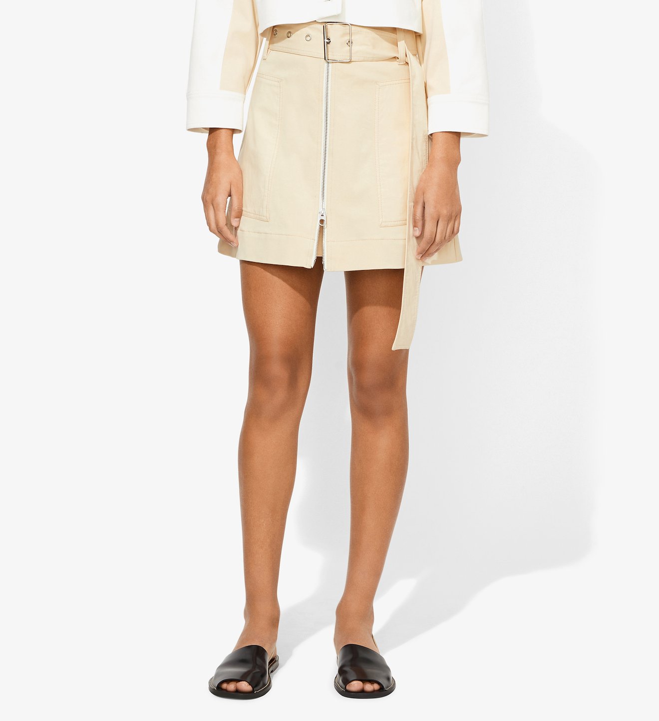 Belted Zip Skirt
